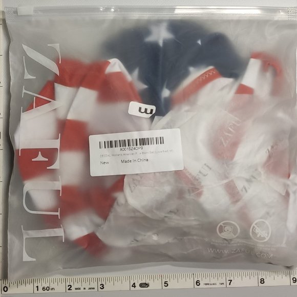 NWT ZAFUL Medium Front tie Tankini American Flag bikini set - Picture 4 of 7